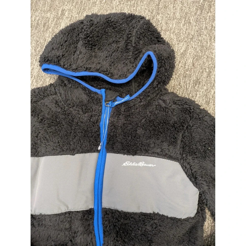 Eddie Bauer Kids XS (6/6X) Black Gray Fleece Hoodie Jacket Full Zip‎
